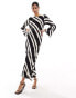 Фото #4 товара New Look long sleeve midi dress in black stripe pattern