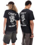 Obey unisex pigment dye rose graphic t-shirt in black M - фото #2