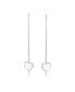 ფოტო #3 პროდუქტის Personalized Initial Alphabet A-Z Simple Lightweight Long Flat Heart Chain Threader Earrings For Women Teen .925 Sterling Silver Stabilizing U Hook