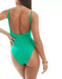 ASOS DESIGN square neck swimsuit in emerald green