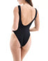 Фото #2 товара ASOS Weekend Collective scooped back swimsuit with embroidered logo in black rib