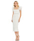 ფოტო #1 პროდუქტის Women's Feather Cap Sleeve Pearl Embellished T-Length Fit Dress