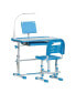 Фото #1 товара Kids Desk and Chair Set, Height Adjustable School Study Table and Chair, Student Writing Desk with Tilt Desktop, LED Lamp, Pen Box, Drawer, Reading Board, Cup Holder, and Pen Slots, Blue