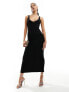 ASOS DESIGN 90s neckline minimal midi dress in black 36 - фото #1