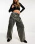 DTT Haylee cargo pocket wide leg jeans in tinted wash