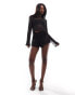 Фото #3 товара ASOS DESIGN co-ord jersey chainmail flippy shorts in black