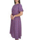 Women's Geo-Print Puff-Sleeve Midi 2-Pc. Dress