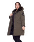 ფოტო #3 პროდუქტის Plus Size Laurentian Long Parka Winter With Faux Fur Hood