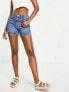 Weekday eya cotton blend denim shorts in harper blue - MBLUE