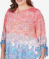 Фото #4 товара Plus Size Ombre Guava Paisley Printed Knit Top
