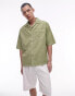 Topman short sleeve relaxed washed shirt in khaki Verwaschenes Grün, S - Chest 38 - фото #1