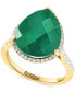 ფოტო #1 პროდუქტის EFFY® Green Onyx (7-5/8 ct. t.w.) & Diamond (3/8 ct. t.w.) Pear Halo Ring in 14k Gold