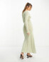 Фото #2 товара ASOS DESIGN v neck long sleeve maxi dress in sage