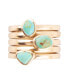 ფოტო #2 პროდუქტის Bold Bronze and Genuine Turquoise 5 Piece Stack Ring Set