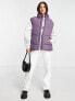 Monki padded gilet in black and purple colourblock