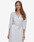 Women's Faux-Wrap Shimmer Metallic Balloon-Sleeve Dress