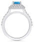 ფოტო #3 პროდუქტის Blue Topaz and Diamond Accent Halo Ring in 14K White Gold