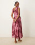 Фото #2 товара ASOS DESIGN raw edge ruffle tendril midi dress with angled skirt in print