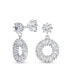 Elegant Classic Bridal .925 Sterling Silver Open Circle Drop Stud Earrings with Cubic Zirconia Baguette CZ - Geometric Jewelry For Women
