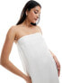 Фото #3 товара Vero Moda textured satin bandeau maxi dress in off white