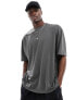 ASOS DESIGN oversized airtex t-shirt with back print in charcoal