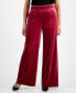 Фото #2 товара Petite Velvet High-Rise Wide-Leg Pants, Created for Macy's