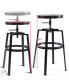 Фото #3 товара Set of 2 Vintage Bar Stool Adjustable Wood Metal Chairs