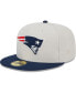 ფოტო #1 პროდუქტის Men's Khaki, Navy New England Patriots Super Bowl Champions Patch 59FIFTY Fitted Hat