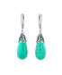 ფოტო #1 პროდუქტის Western Style Gemstone Stabilized Turquoise Elongated Teardrop Filigree Lever Back Dangle Earrings For Women.925 Sterling Silver