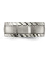 Titanium Brushed Center and Grooved Edge Wedding Band Ring