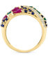 ფოტო #2 პროდუქტის EFFY® Multi-Gemstone (2-3/4 ct. t.w.) & Diamond (1/4 ct. t.w.) Flower Openwork Ring in 14k Gold
