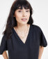 Фото #3 товара Women's V-Neck Dolman-Sleeve Top, Created for Macy's