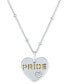 Фото #1 товара Macy's diamond Accent & Enamel Pride Double Heart 18" Pendant Necklace in Sterling Silver