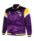 ფოტო #3 პროდუქტის Men's Purple Distressed Minnesota Vikings Big and Tall Satin Full-Snap Jacket