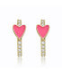 Фото #2 товара 14k Yellow Gold Plated with Cubic Zirconia Pink Enamel Slim Hoop Earrings for Kids