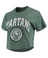 ფოტო #3 პროდუქტის Women's Pressbox Green Michigan State Spartans Edith Vintage-Inspired Burnout Crop T-shirt