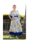 ფოტო #3 პროდუქტის Plus Size Mediterranean Breeze Maxi Dress with Pockets