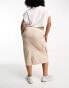 Фото #8 товара Simply Be cargo utility midi skirt in beige