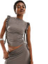 Reclaimed Vintage waterfall sleeve tank co-ord in silver