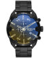 ფოტო #1 პროდუქტის Men's Spiked Black-Tone Stainless Steel Bracelet Watch, 49mm