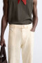 Linen - cotton trousers with belt