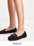 New Look Wide Fit suedette snaffle loafer in black