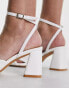 Glamorous Wide Fit mid heel sandals with bow in white