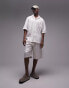 Topman short sleeve relaxed fit revere textured co-ord shirt in stone XS - фото #8