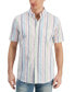 Фото #1 товара Men's Lucky Striped Short-Sleeve Seersucker Shirt, Created for Macy's