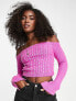ASOS DESIGN bardot jumper with hot fix diamante detail in pink