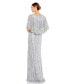 ფოტო #2 პროდუქტის Women's Sequined V Neck Floral Embellished Cape Sleeve Gown