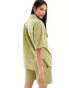 IIsla & Bird oversized broderie beach shirt co-ord in pine garden green