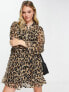 River Island leopard print ruffle detail mini dress in brown