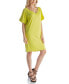 Фото #5 товара Solid Color Loose Fit V Neck T Shirt Style Women's Knee Length Dress